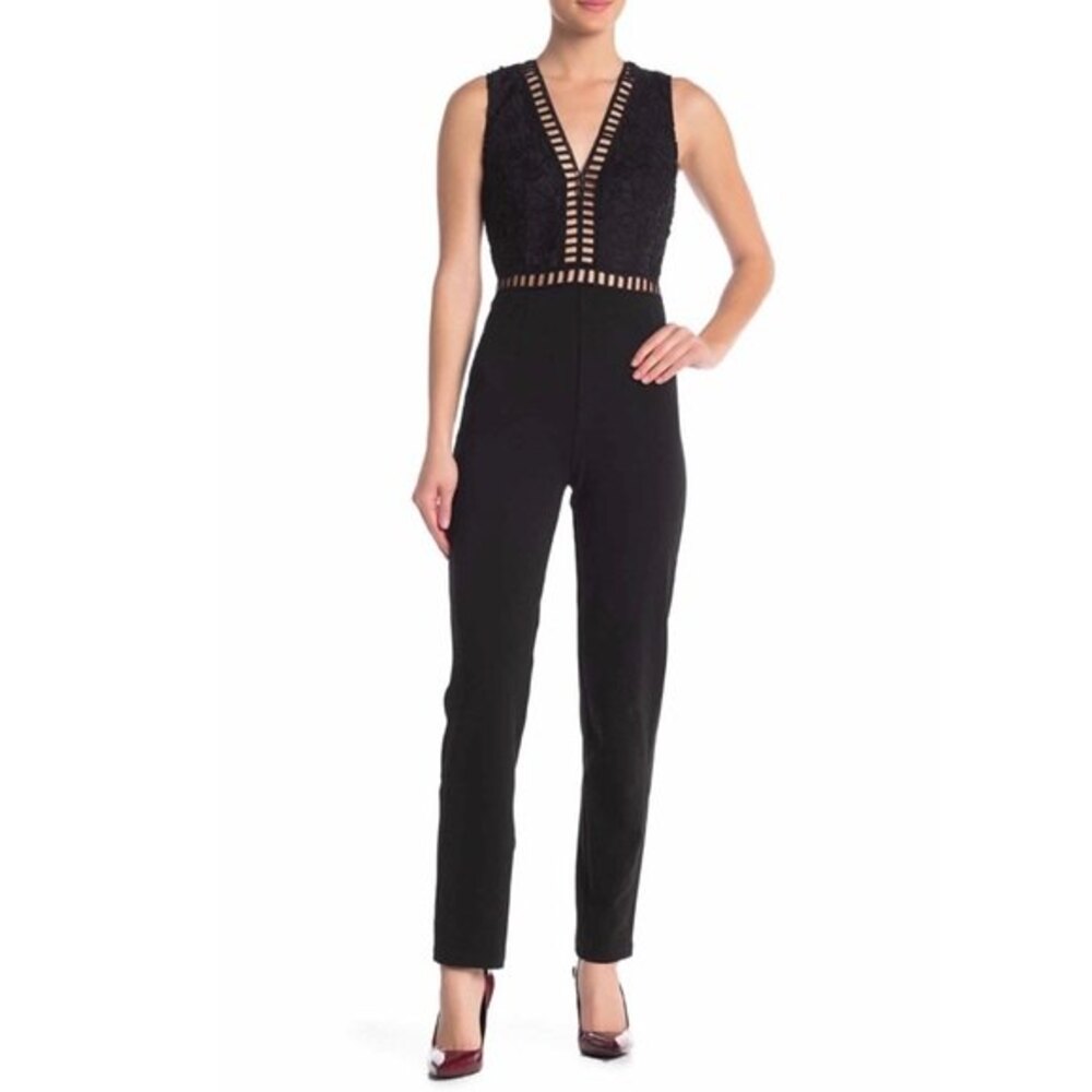 Love by design lace and lattice black jumpsuit